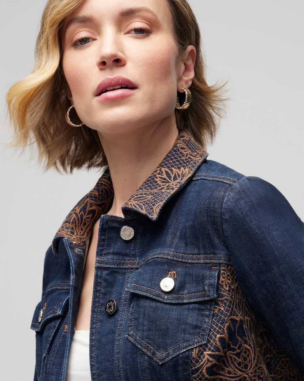 Embroidered Eyelet Denim Jacket White House Black Market